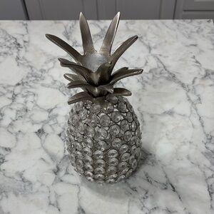 Silver Pineapple Decor with Crystal Accents